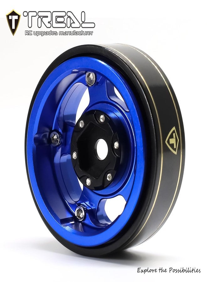 TREAL 1.0 Aluminum Beadlock Wheels Five Spoke Classic Wheel Rims Set (4P) for 1/24 RC SCX24 FCX24 TRX4M-Type G(Blue) - Image 3
